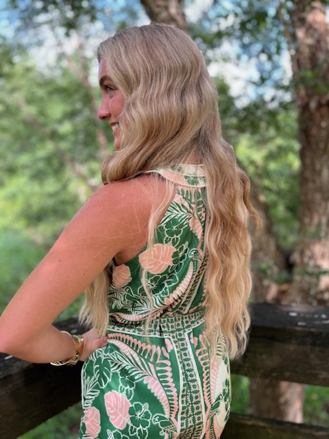 TWO-TONE PRINTED ROMPER