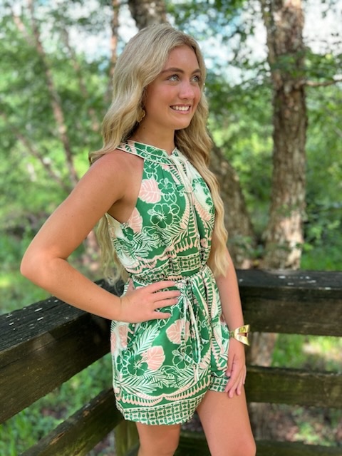 TWO-TONE PRINTED ROMPER