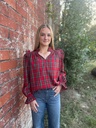 CHRISTMAS PLAID SMOCKED BLOUSE