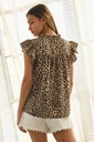 LEOPARD PRINT RUFFLE SLEEVE TOP