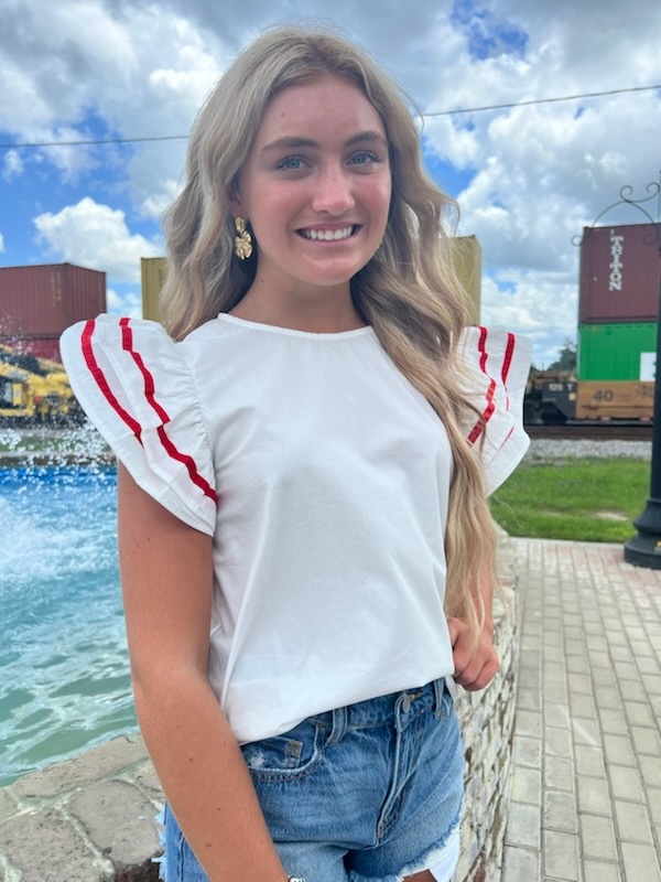 CHERRY RED TRIM EVA TOP