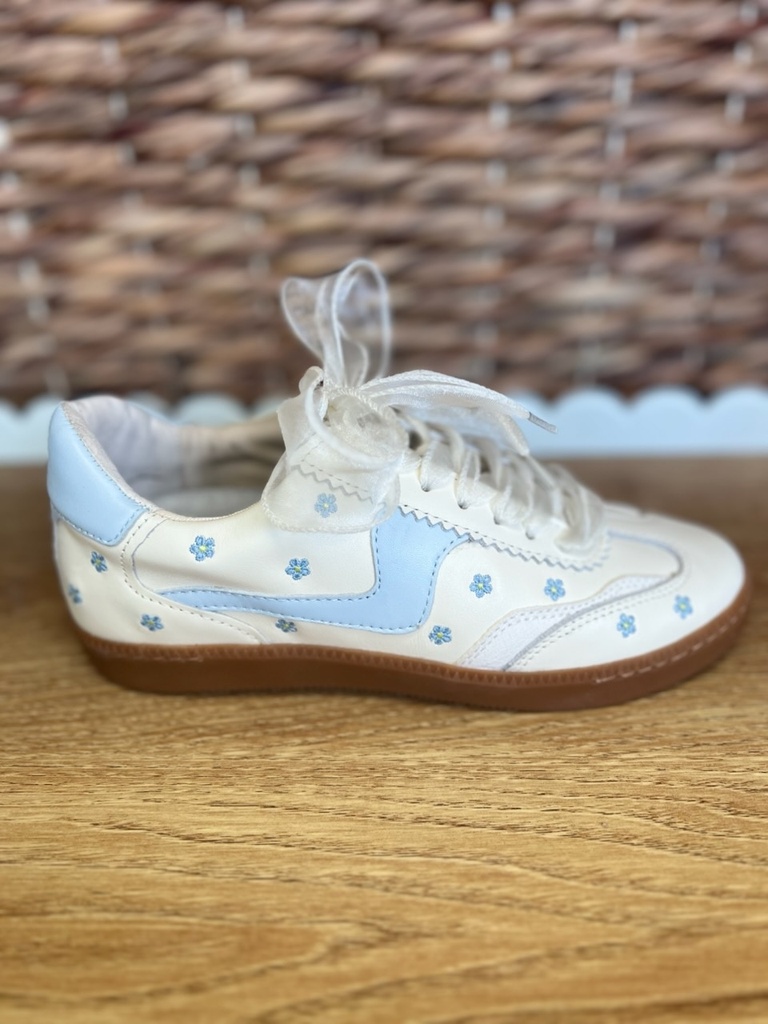 BLUE FLORAL LEATHER SNEAKER