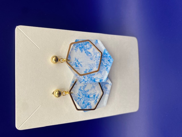 EARRING BLUE CHINOISERIE LARGE