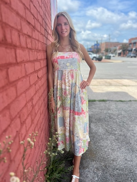 AURORA STRAPPY PATCHWORK DRESS