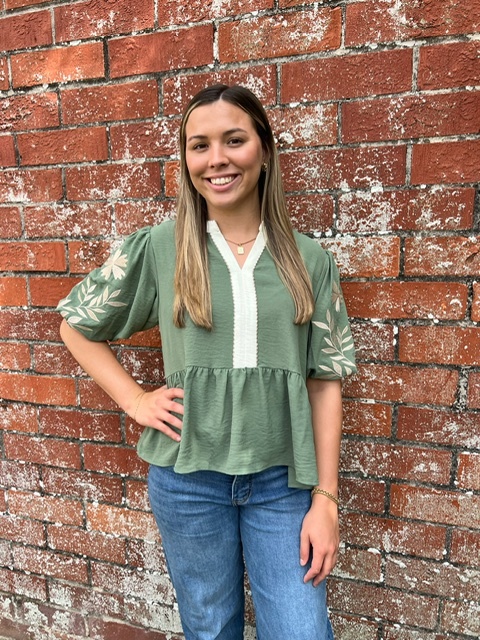 AIRFLOW PEPLUM BLOUSE GREEN