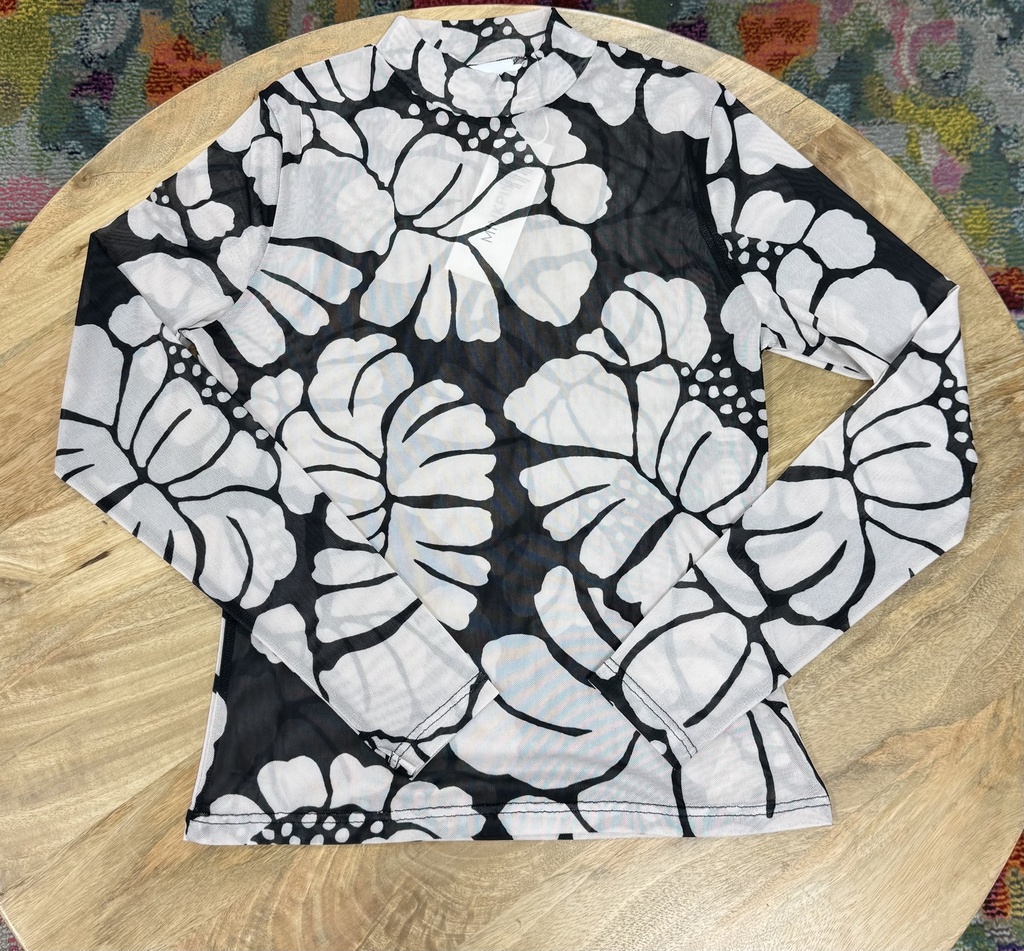 EDEN MESH TOP BLACK AND CREAM