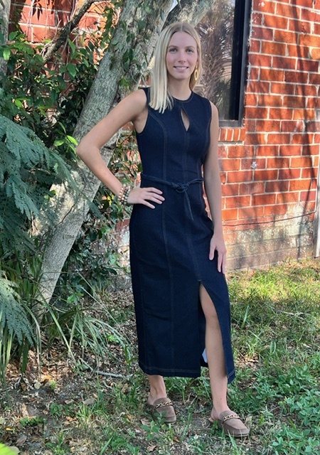 RAYA DENIM BELTED MINI DRESS