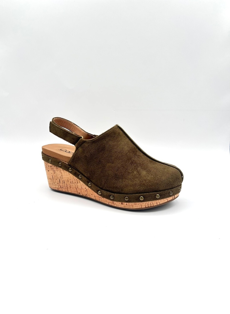 KHAKI FAUX SUEDE WEDGE