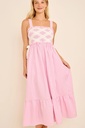 PINK AND WHITE GINGHAM MIDI DRESS