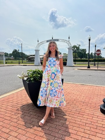 SICILIAN TILE RUFFLE DRESS