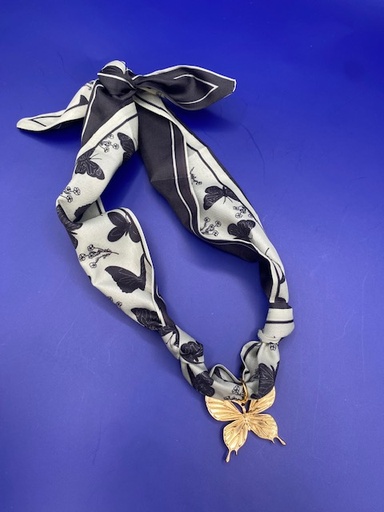 SCARF CHARM NECKLACE BLACK BUTTERFLY