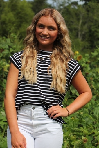 BLACK/WHITE STRIPED TOP
