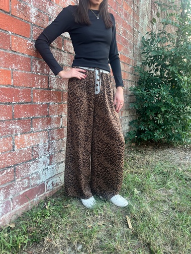 LEOPARD WIDE LEG LOUNGE PANTS