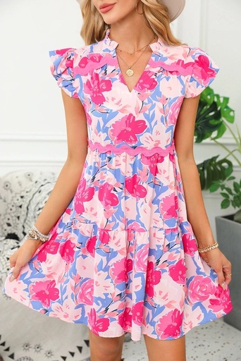 PINK AND BLUE FLORAL DRESS