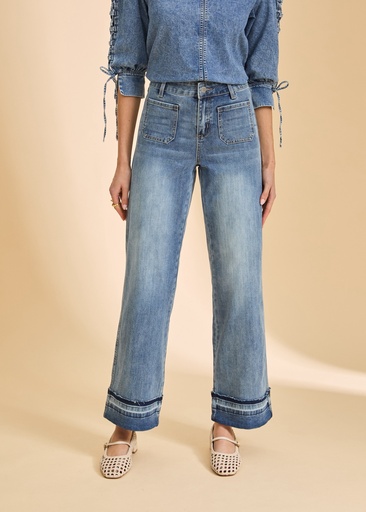 OLIVIA CUFFED WIDE LEG JEAN
