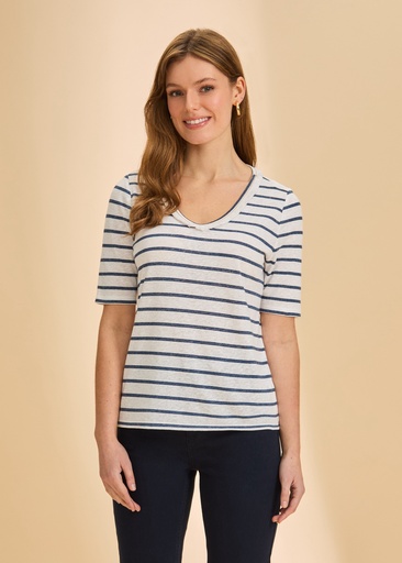 NAVY AND WHITE STRIPE TOP