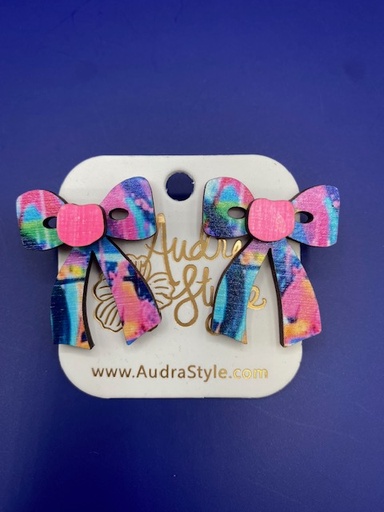 EARRING BLUE/PINK BOW