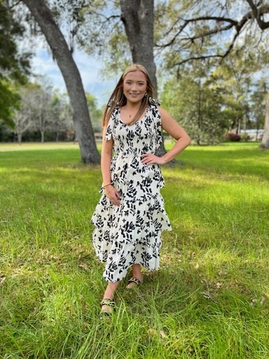 IVORY/BLACK POPLIN DRESS